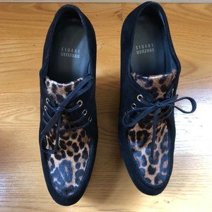 Stuart Weitzman Black Cheetah Print Suede Booties